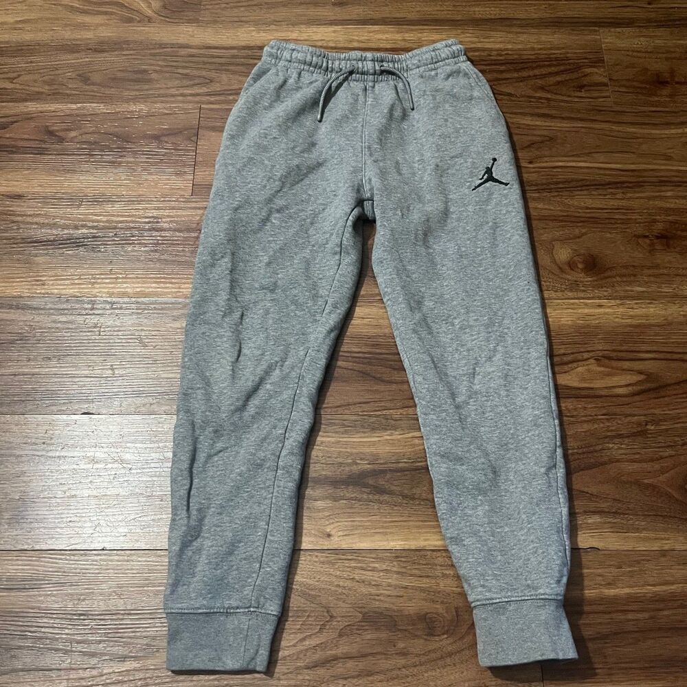 Jordan Sweatpants Athletic Gray Drawstring Tapered Joggers Boys Size M (10-12)